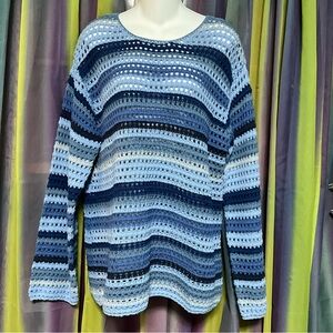NWT$248 Johnny Was Striped Crochet Sweater